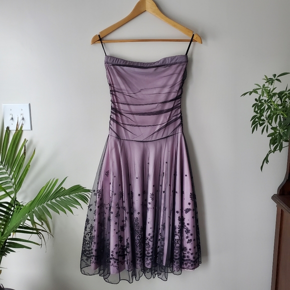 Strapless purple semi formal mini dress - Picture 1 of 3